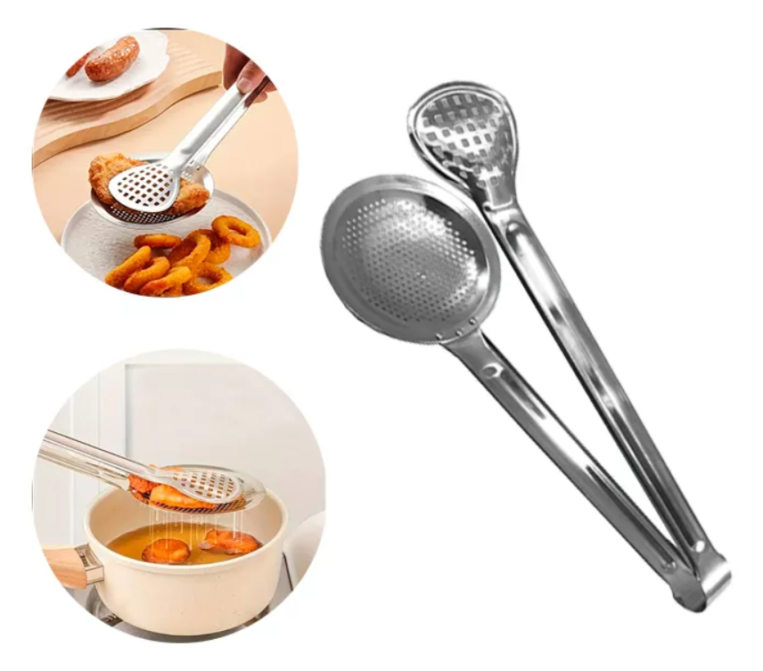 Pinza De Cocina 2 En 1 Para Alimentos Con Escurridor colador