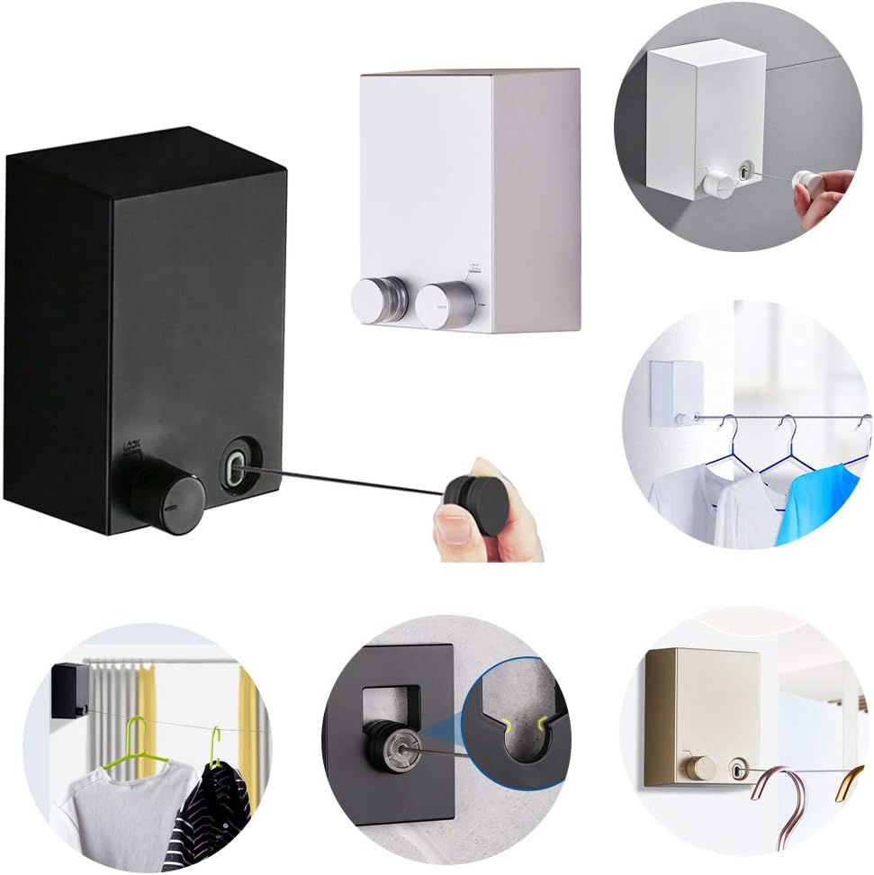 Tendedero de ropa plegable portátil cuerda de acero ajustable