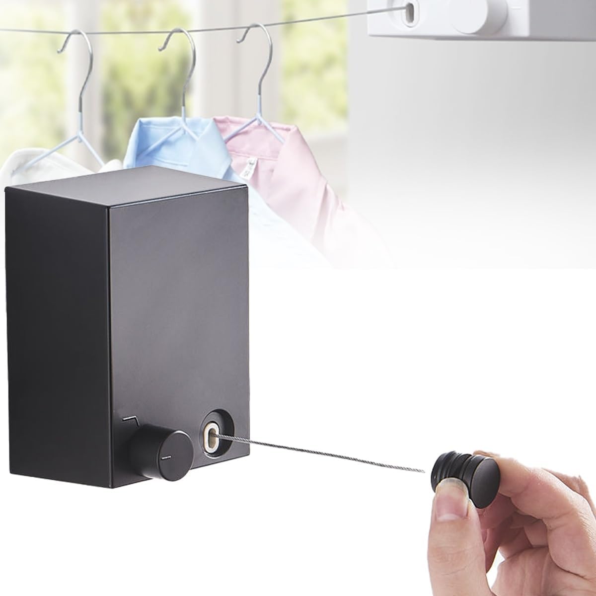 Tendedero de ropa plegable portátil cuerda de acero ajustable