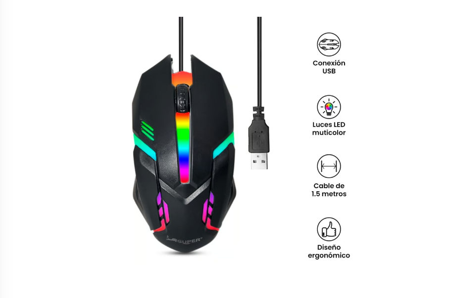Mouse USB Retroiluminado M12 RGB Laptop PC