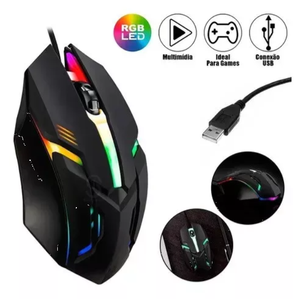 Mouse USB Retroiluminado M12 RGB Laptop PC