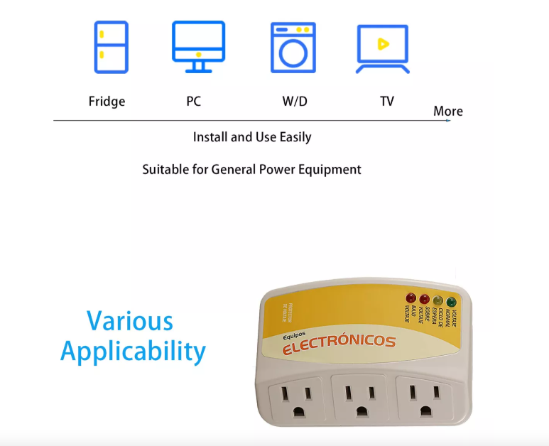 Protector De Voltaje 110v Para Equipos Electrónicos de 3 conexiones