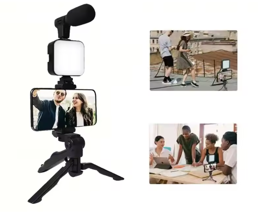 Kit Grabación Led Micrófono Estabilizador con trípode