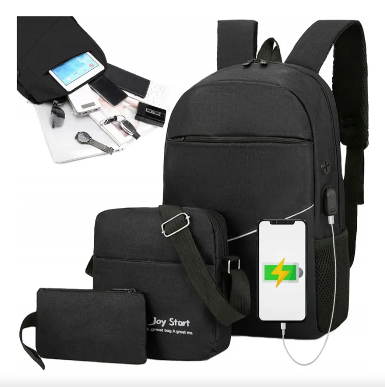 Set de Bolso Mochila Para Laptop, Morral Incluye USB 3 Piezas
