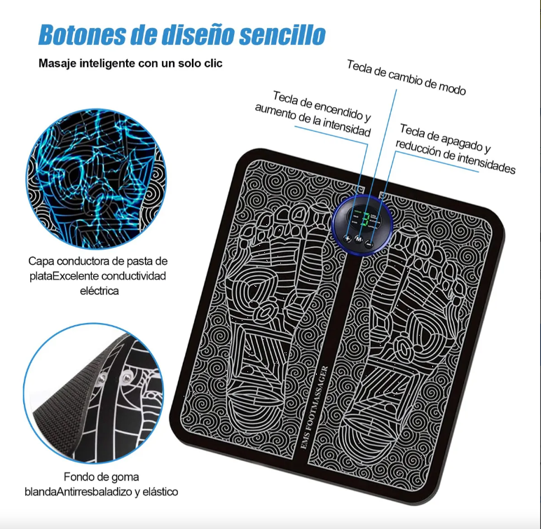 Masajeador De Pies Eléctrico Ems Pulse Máquina Recargable portátil 6 Modos 18 Niveles