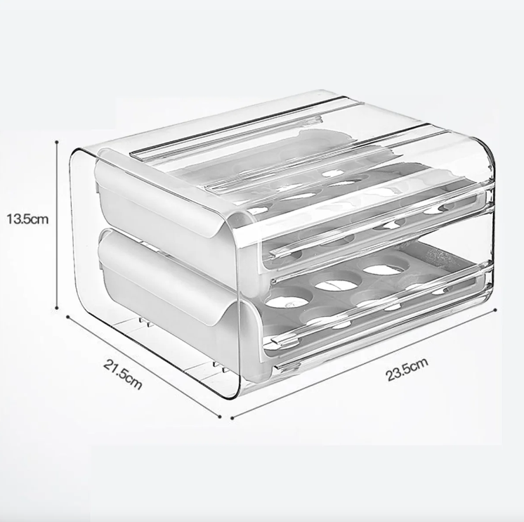 Soporte para huevos para refrigerador, organizador, 32 huevos, 2 niveles