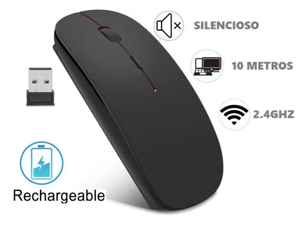 Mouse Recargable Inalámbrico Nuevo Diseño Ultra Plano Laptop pc