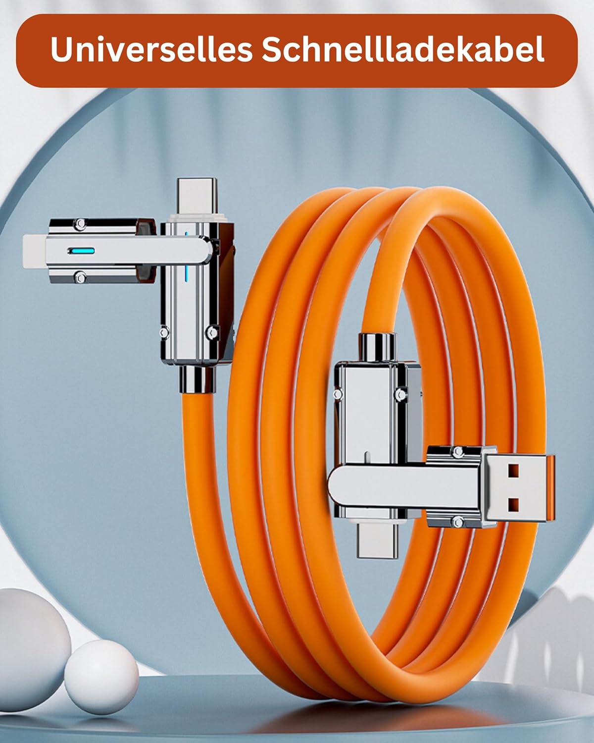 Cable De Carga 4 En 1 Silicon 1 Metro iPhone Samsung Y Usb