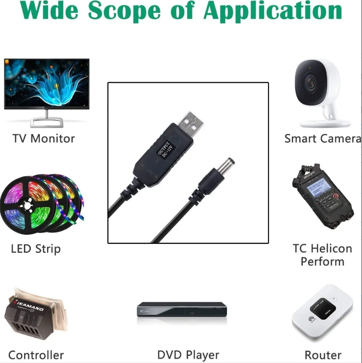 Cable Usb Transformador a 12v Multiuso UPS, Power Bank y mas