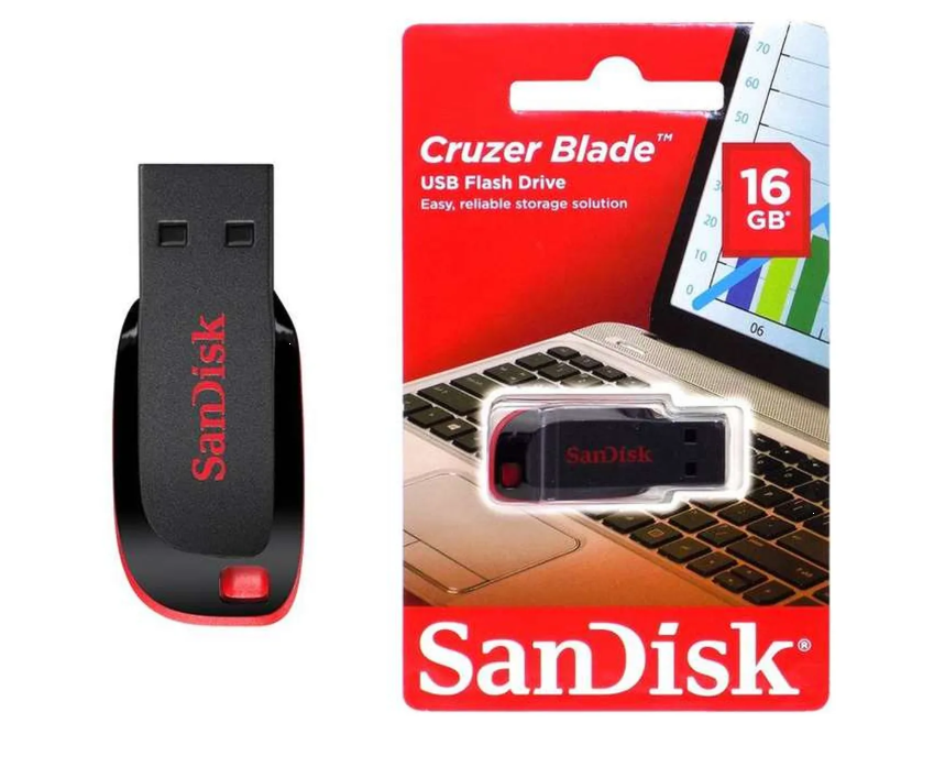 Pendrive 16gb Almacenamiento Sandisk Usb 2.0 Cruzer Blade
