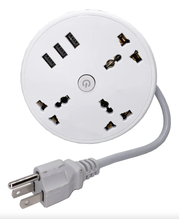 Regleta Electrica Movible 3 Toma Con 3 Puerto Usb multiuso 