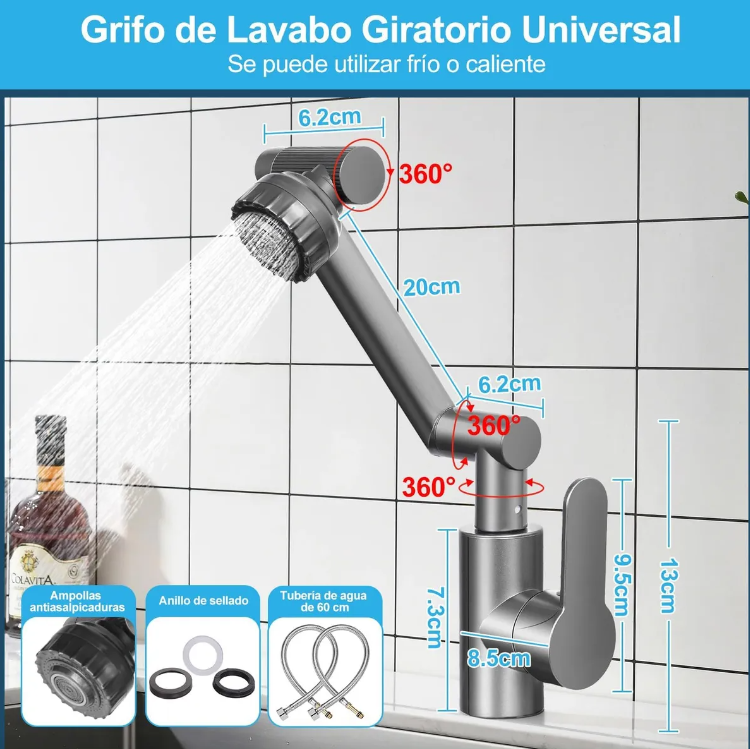 Llave Grifo Movible Giratorio grifería Flexible 360