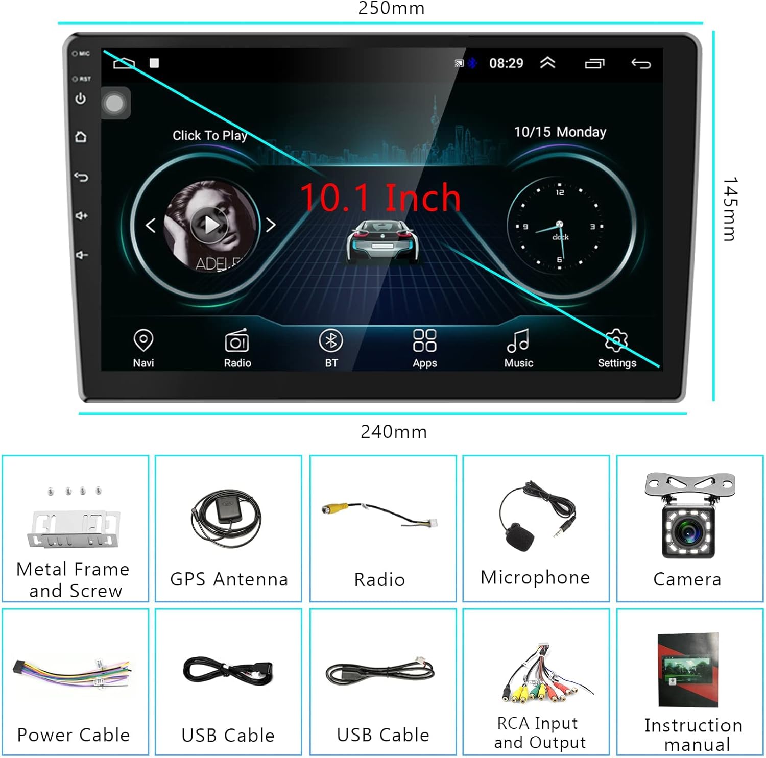 Reproductor Pantalla Android 10 Pulgada 32gb Memoria 2gb Ram