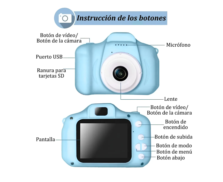Camara Digital Recargable Para Niños Fotos Videos Juegos