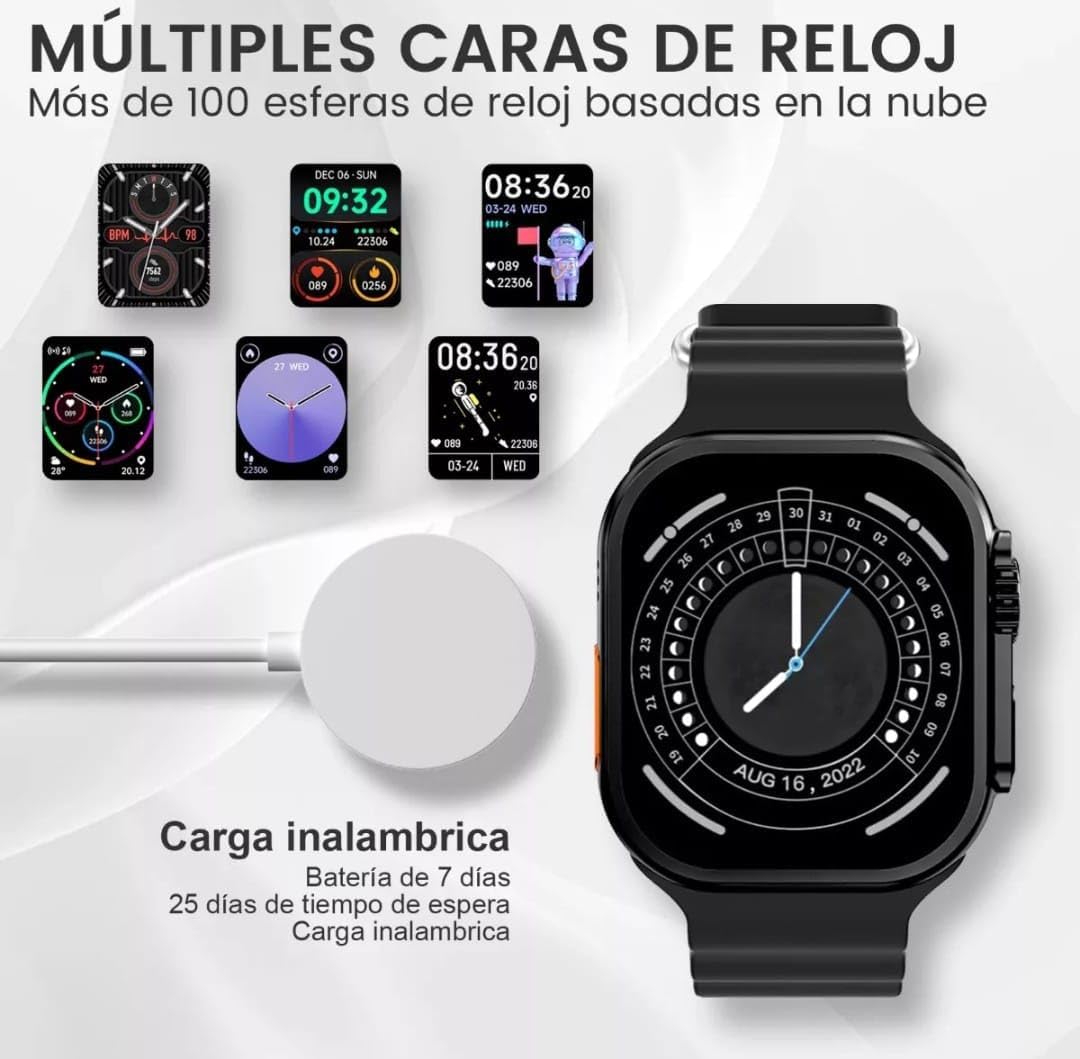 Reloj Smartwatch Inteligente mas 7 Correas Android y IOS ULTRA