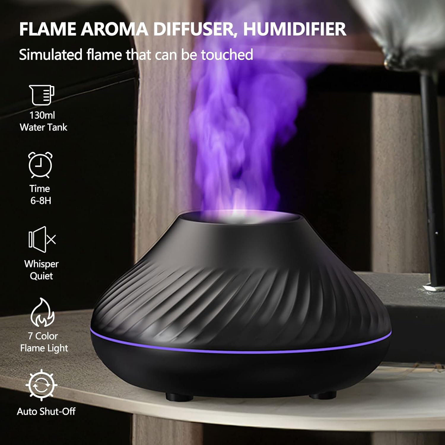 Humidificador difusor de aromas Luz Led Volcan Aromaterapia
