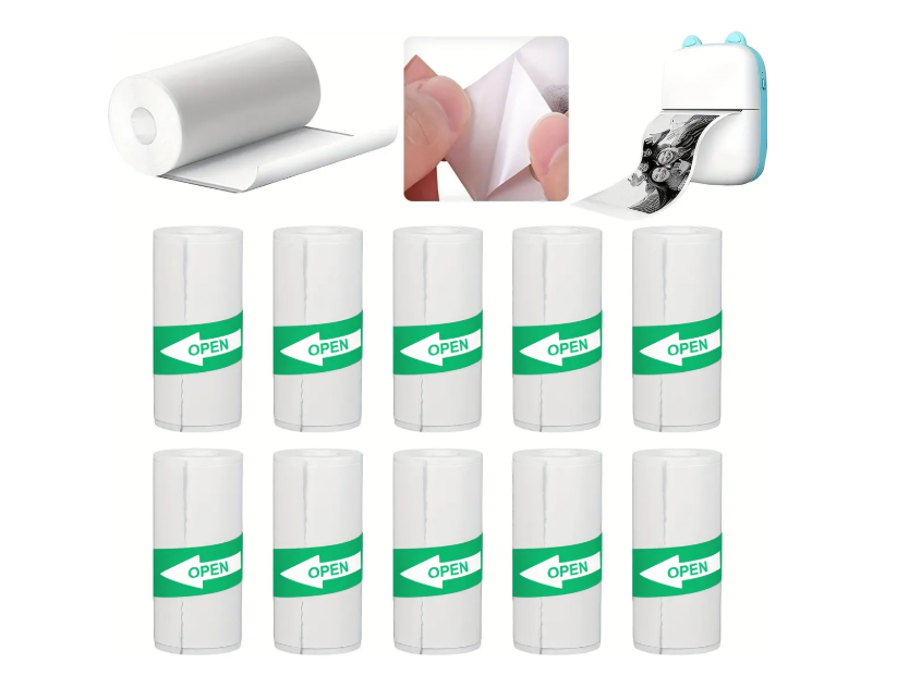 5 Rollos Papel Térmico Adhesivo sticker 57 25mm Mini Impresora