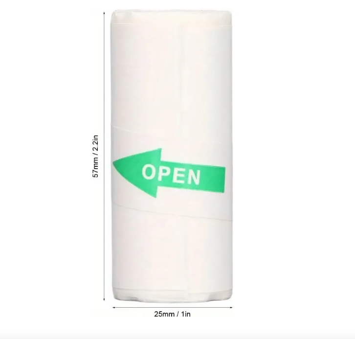 5 Rollos Papel Térmico Adhesivo sticker 57 25mm Mini Impresora