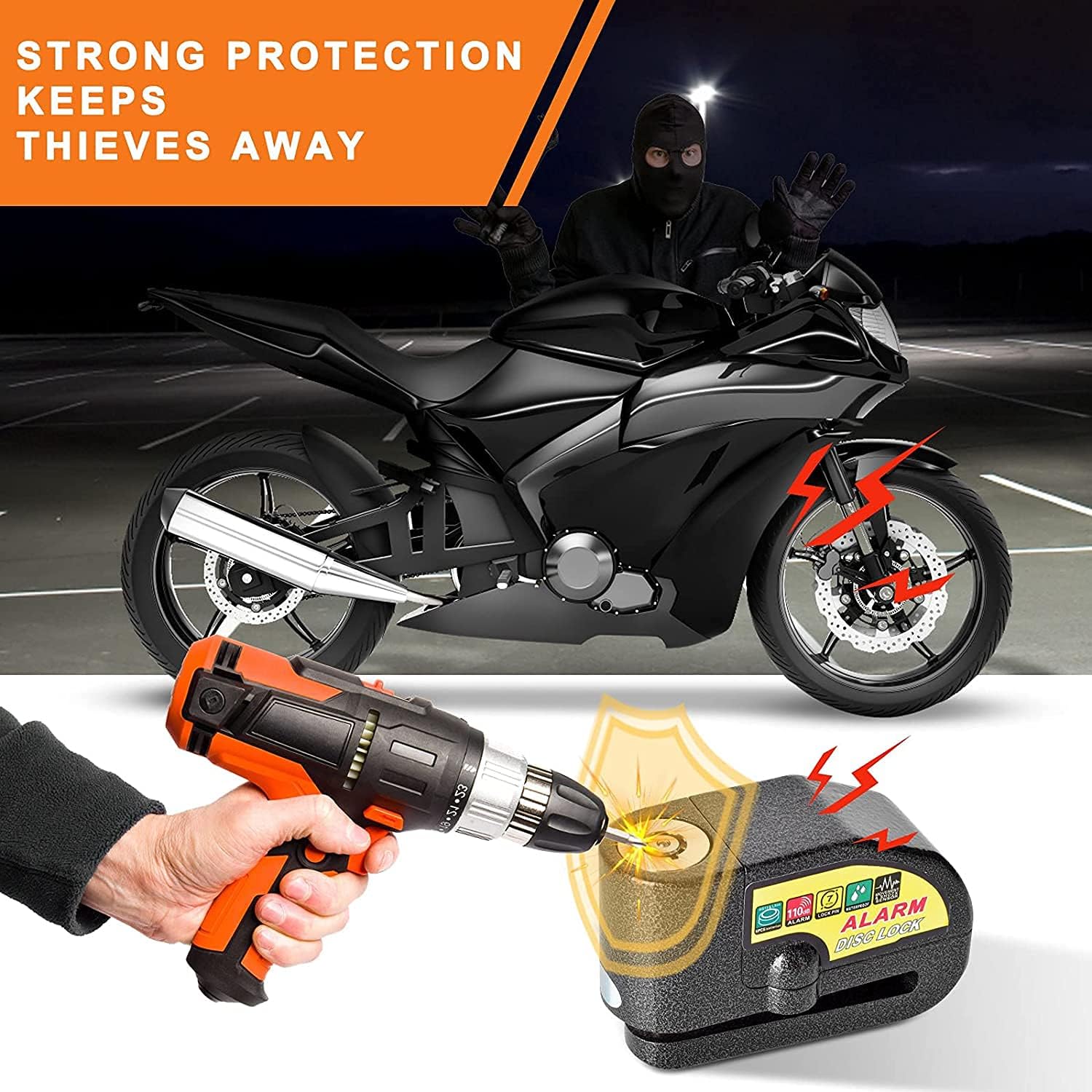 Candado de Moto para disco Con Alarma Para Motos Anti robo 