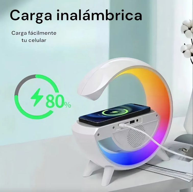 Lámpara Inteligente Cargador Inalambrico Despertador Corneta Luz RGB