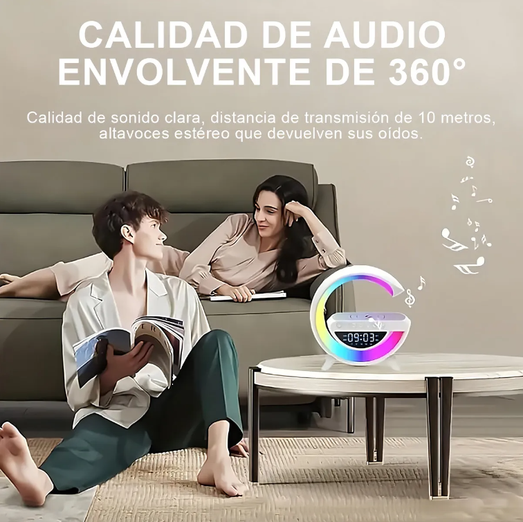 Lámpara Inteligente Cargador Inalambrico Despertador Corneta Luz RGB