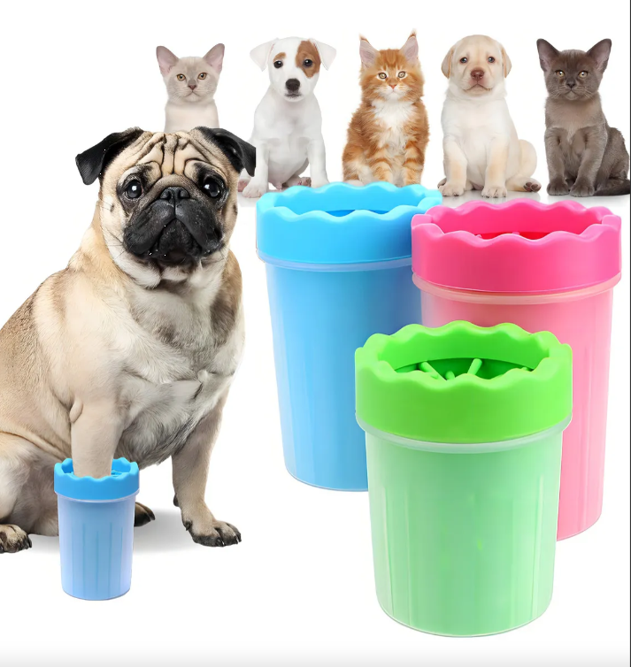 Envase Limpiador De Patas Mascotas cepillo Perro Gato 