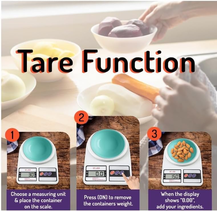 Peso Digital Gramera Balanza De Cocina Portátil 10kg con Tare