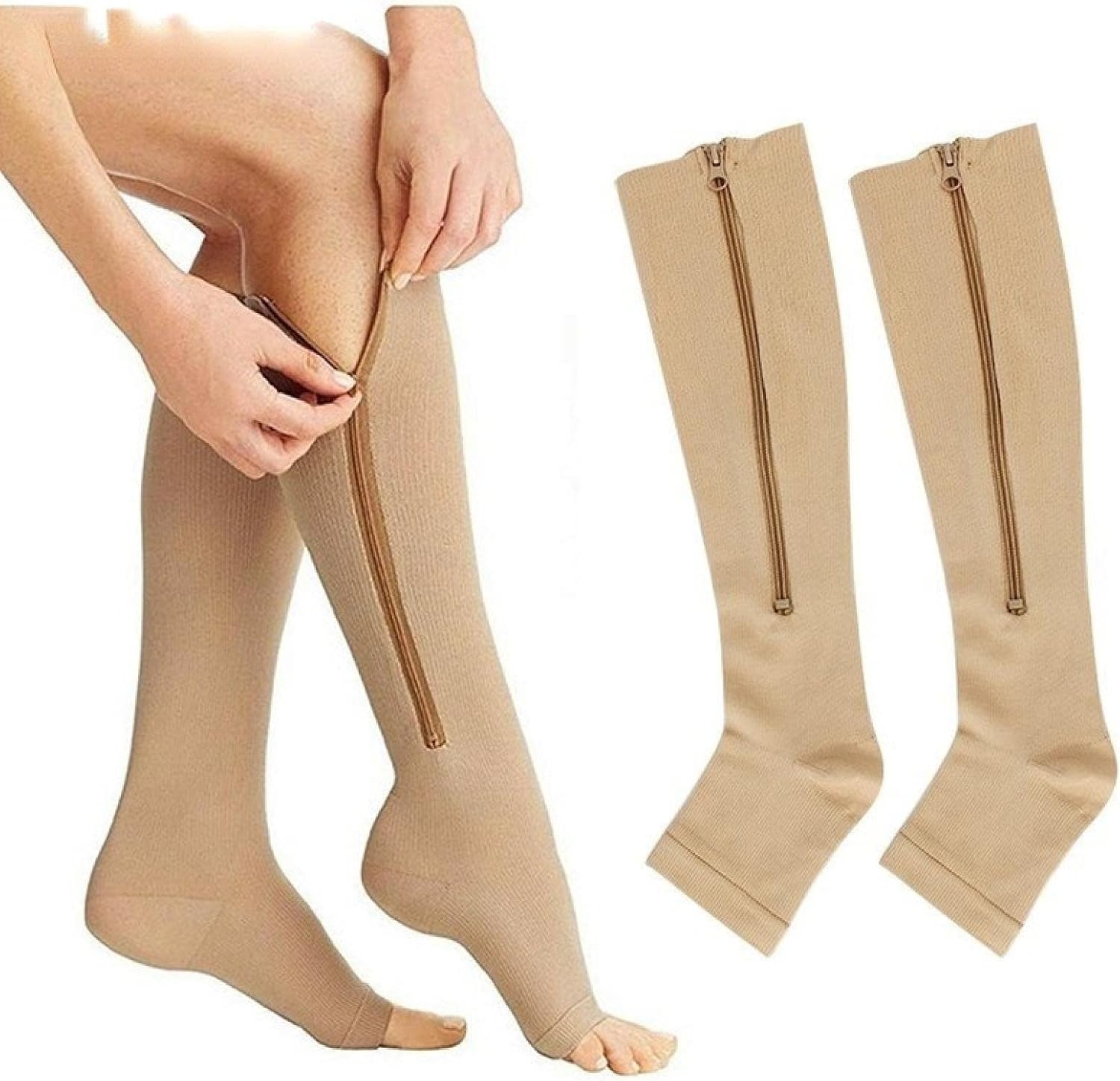 Medias compresion con cierre para circulacion clinica S/M par 2