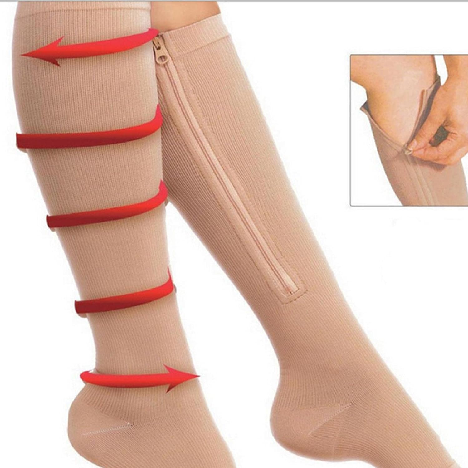 Medias compresion con cierre para circulacion clinica S/M par 2