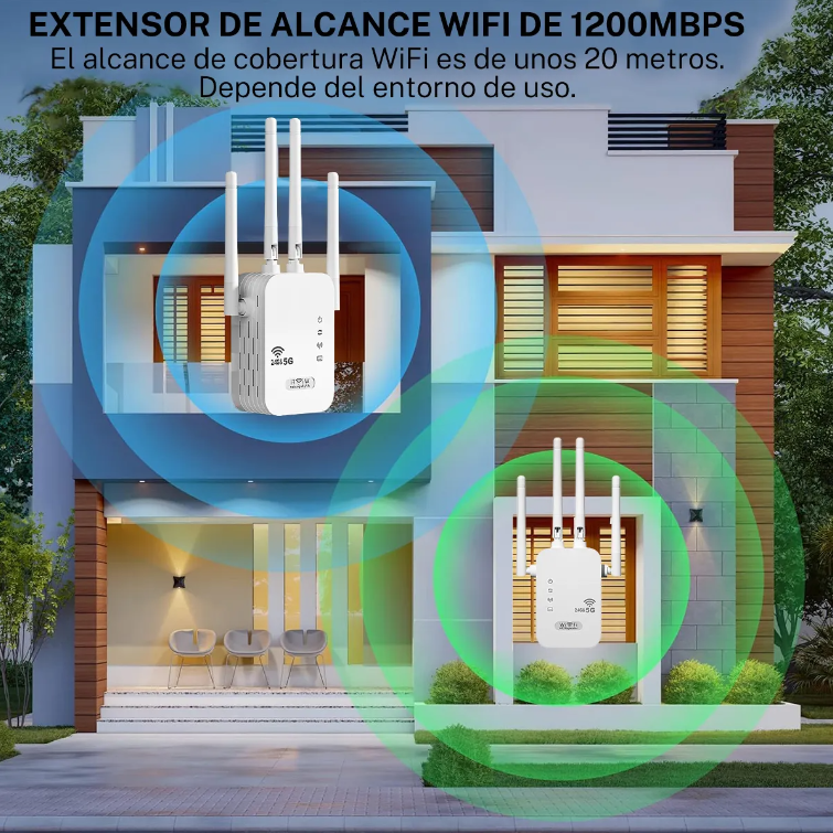 Repetidor 5G De Señal Wifi Punto De Acceso De 1200mbps Doble Banda 4 Antenas