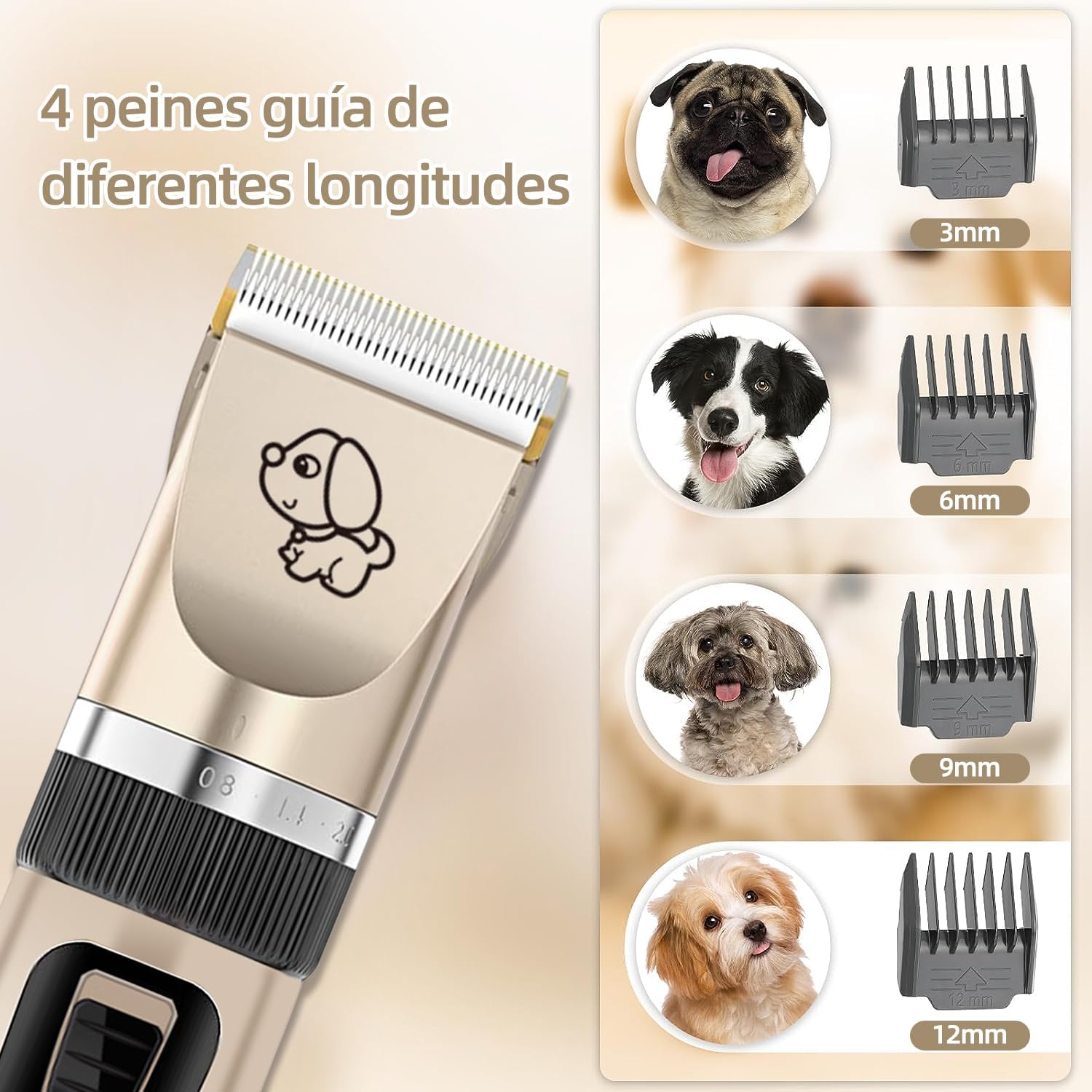 Kit Maquina de afeitar Perros Gatos Mascotas Recargable