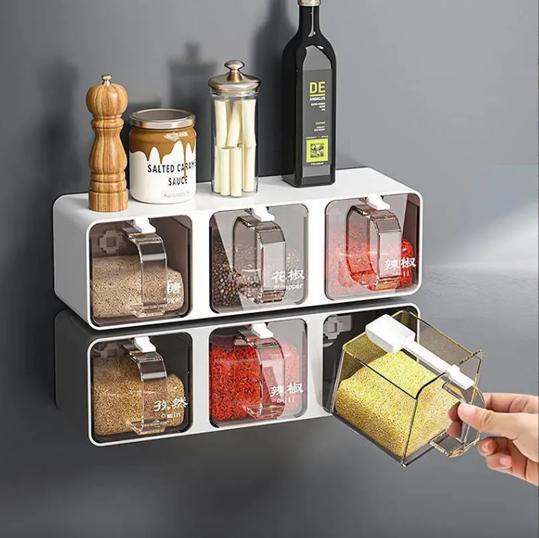 Organizador De Cocina Pegable Pared Porta Condimentos Recipientes
