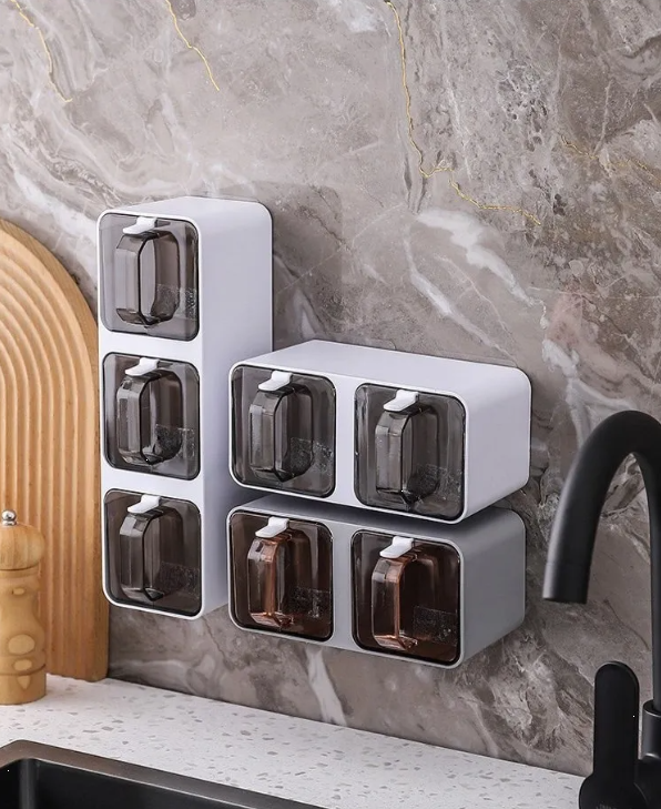Organizador De Cocina Pegable Pared Porta Condimentos Recipientes