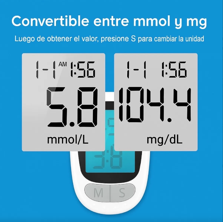 Kit Glucómetro 50 Lanceta 50 Tiras set medidor de Glucosa