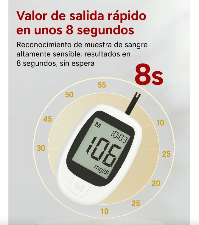 Kit Glucómetro 50 Lanceta 50 Tiras set medidor de Glucosa