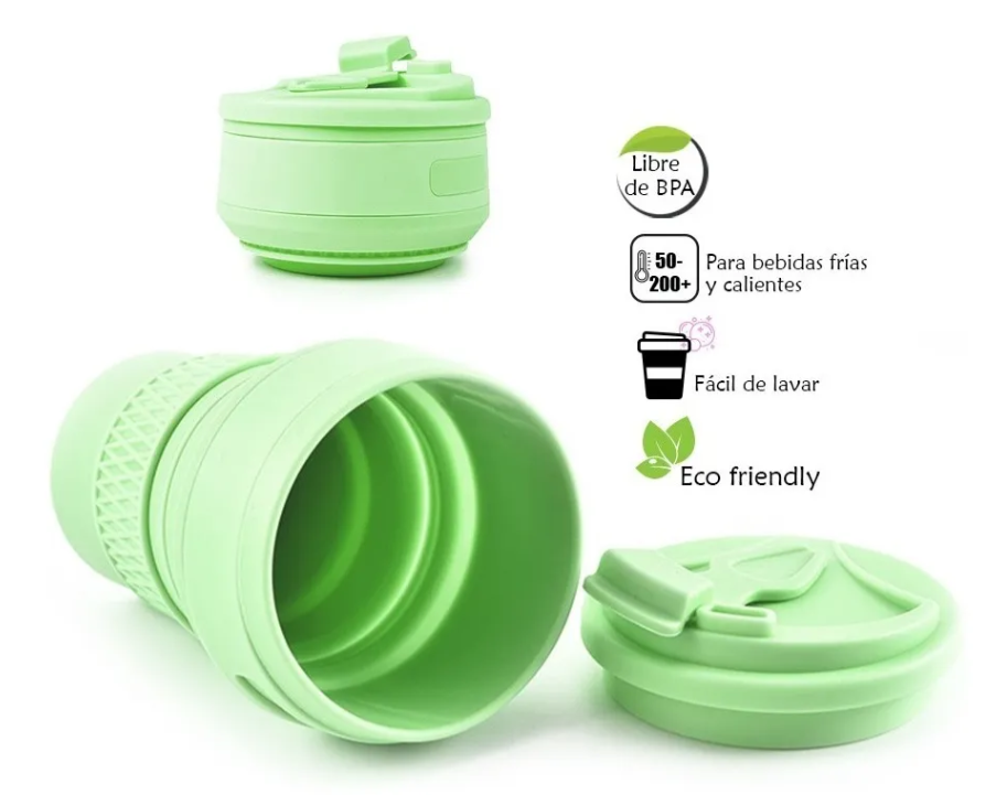 Vaso Plegable Retráctil De Silicona Café Camping Ecológico