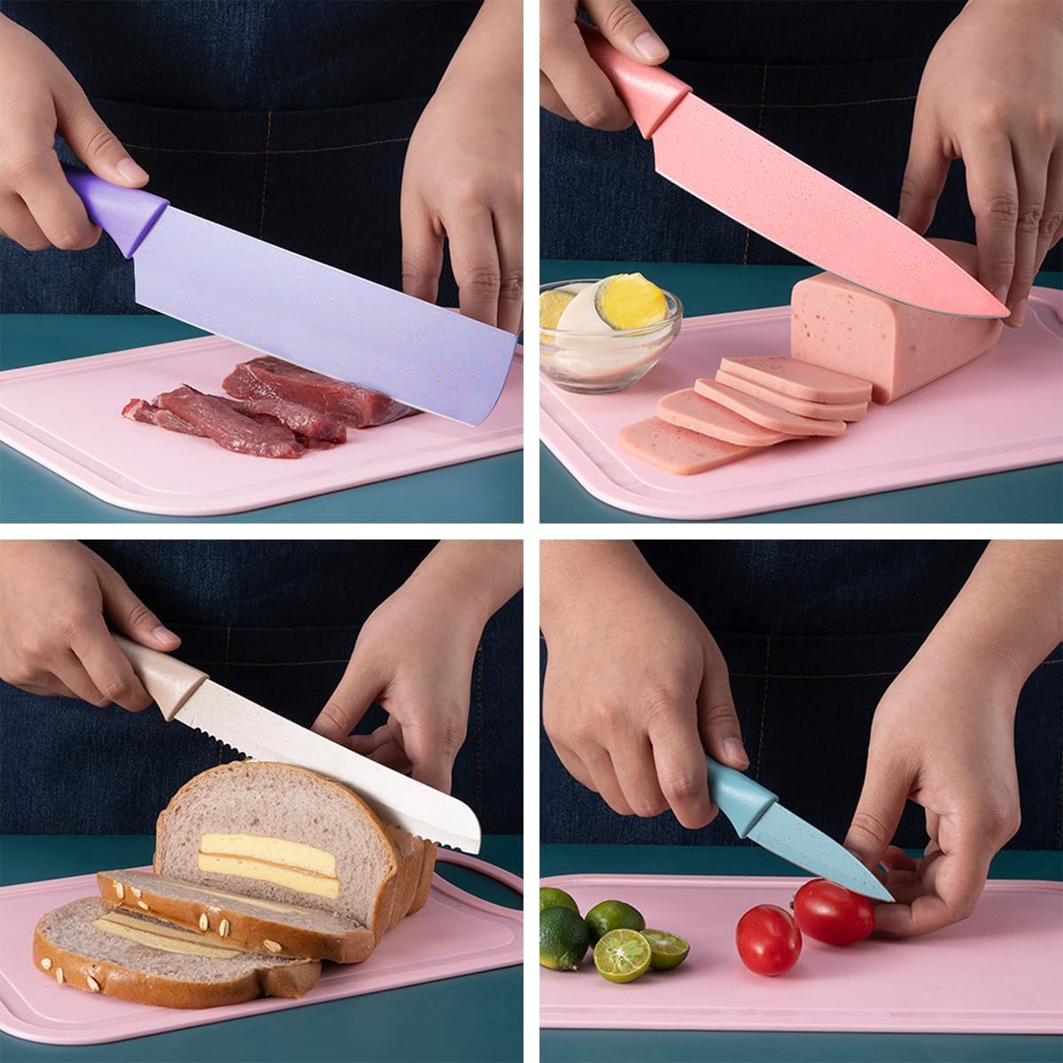 Juego De Cuchillos de 6 Piezas Colores antiadherente Acero Inoxidable 
