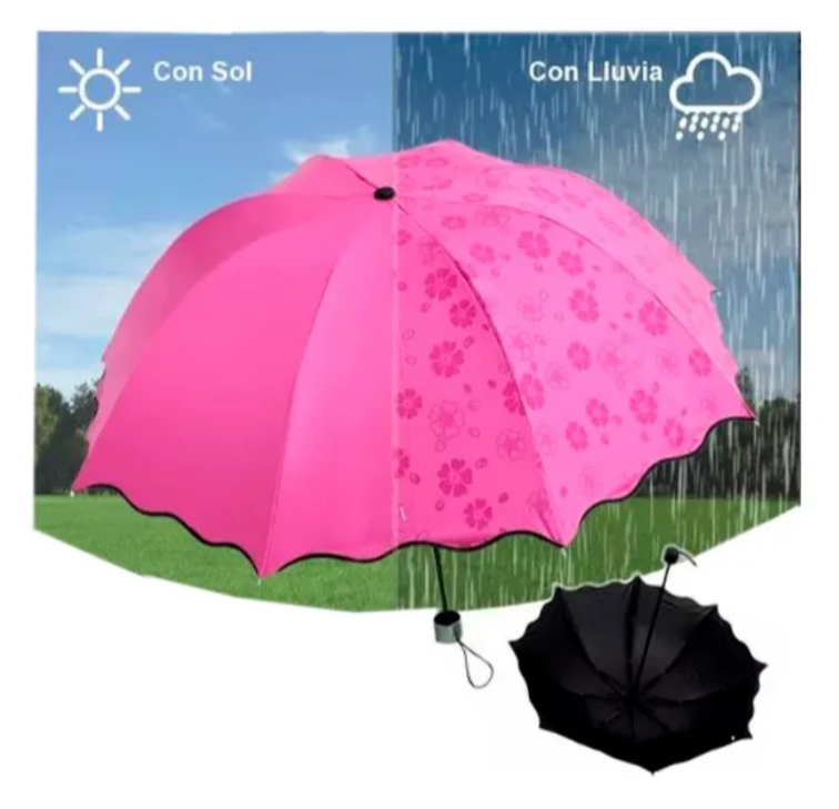 Sombrilla Paragua Mágica Cambia Color Con Agua Protección Filtro Uv