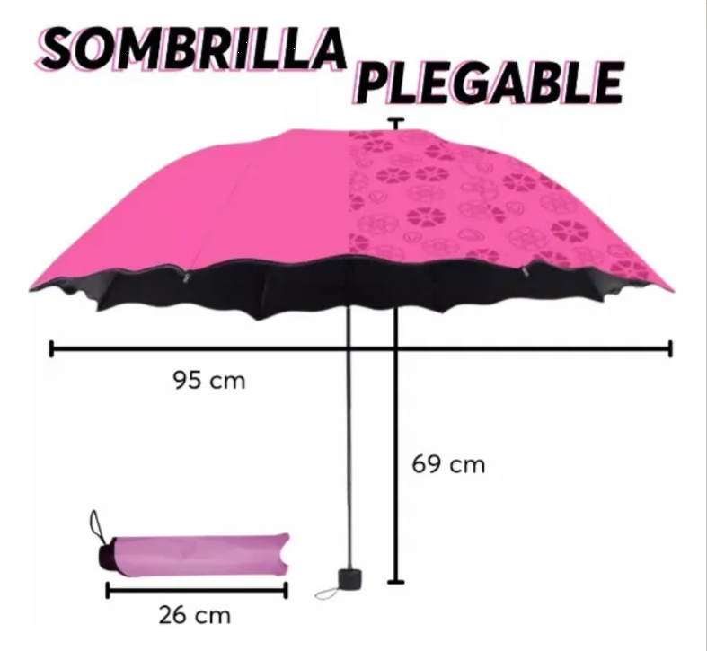 Sombrilla Paragua Mágica Cambia Color Con Agua Protección Filtro Uv