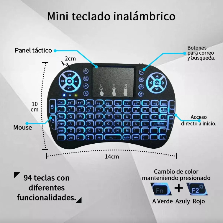 Mini Teclado Inalámbrico Bluetooth Recargable Control Tv