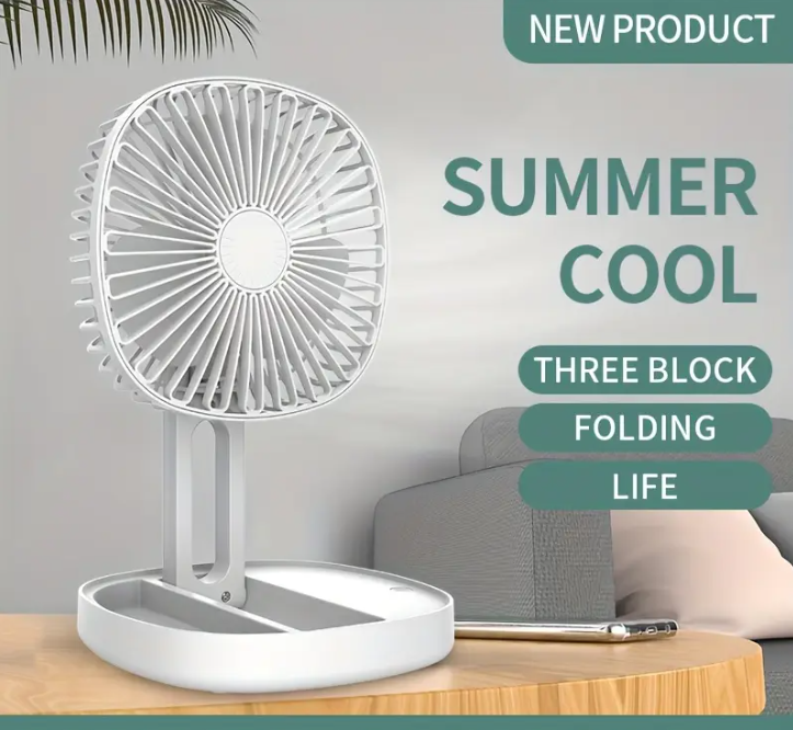 Ventilador Recargable Portátil Plegable 3 Velocidades y Aroma