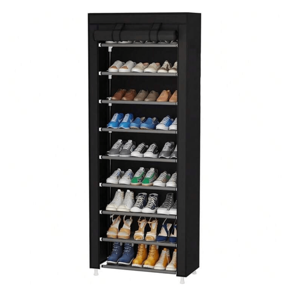 Zapatera Organizador 9 Niveles Capacidad 27 Pares Closet Zapato Tela Impermeable Cubierta Enrollable