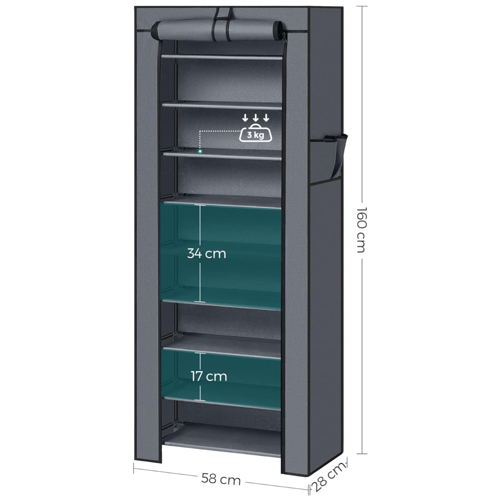 Zapatera Organizador 9 Niveles Capacidad 27 Pares Closet Zapato Tela Impermeable Cubierta Enrollable