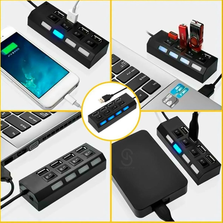 Adaptador Conectores Multi puertos Usb Pendrive Laptop Pc 4 USB