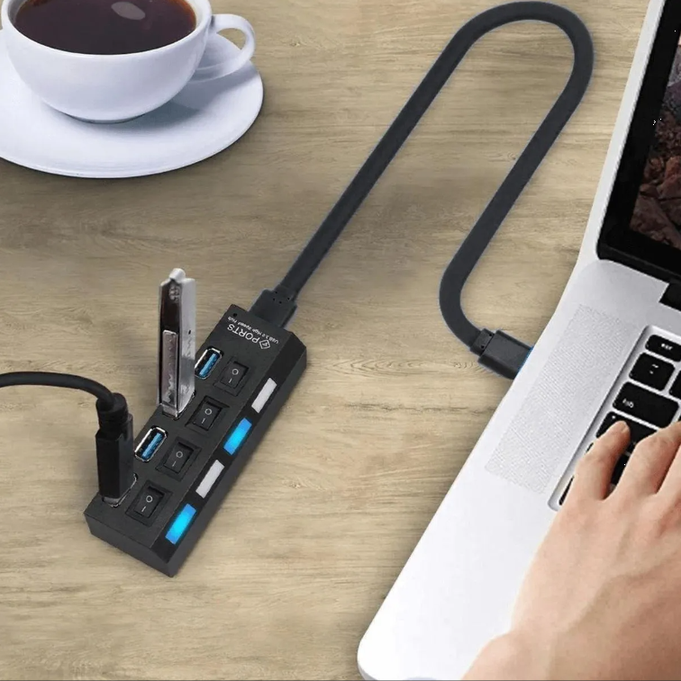 Adaptador Conectores Multi puertos Usb Pendrive Laptop Pc 4 USB