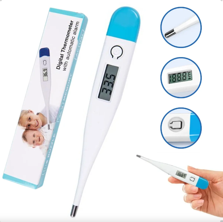 Termómetro Digital Con Alarma Automático Pantalla LCD Oral y Axilar 