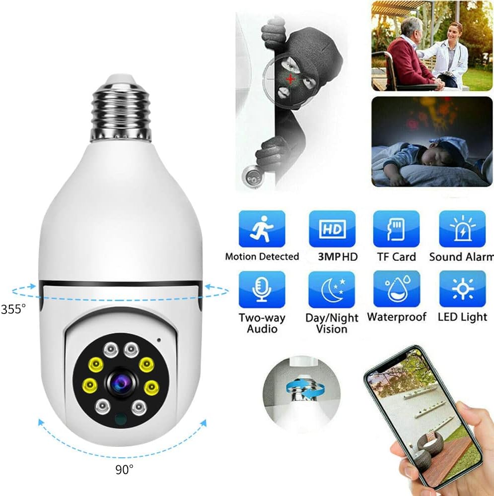Cámara Bombillo De Seguridad Ip Inalámbrica Robótica Wifi
