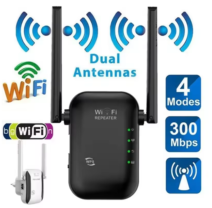 Extensor Repetidor WiFi Amplificador 2 Antenas 300 Mbps Fibra