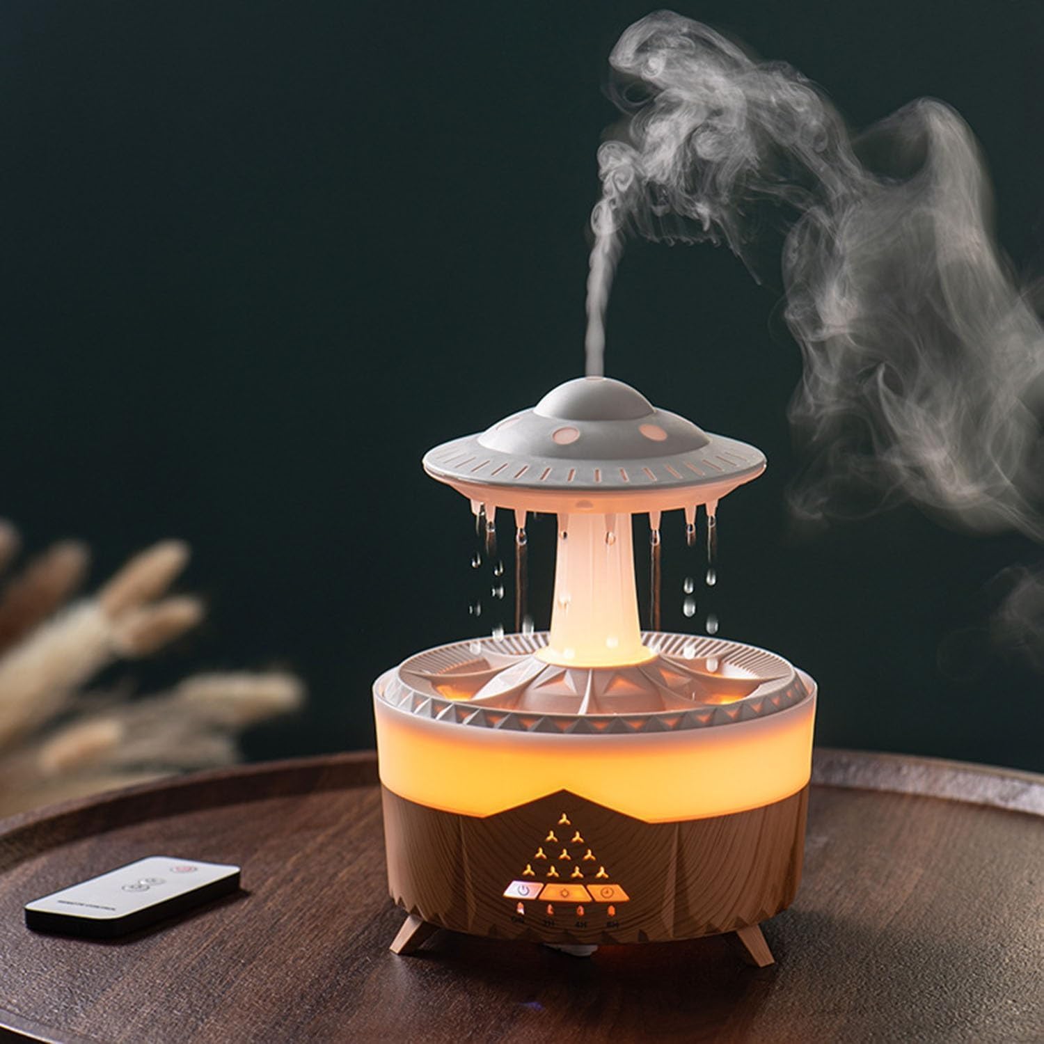 Humidificador difusor de aromaterapia de esencia y gotas de lluvia + Control Remoto y Apagado automático 