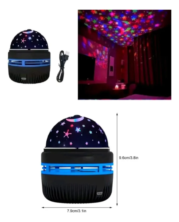 Lampara proyector luz de estrella y luna portátil y recargable USB